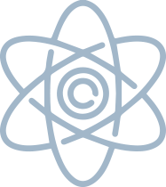 Icon with grey outline of an atom