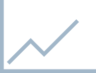 Icon with grey outline of a rising line on a graph