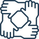 Icon of hands supporting each other