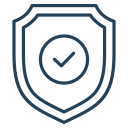 Icon of a shield with a tick box in the middle