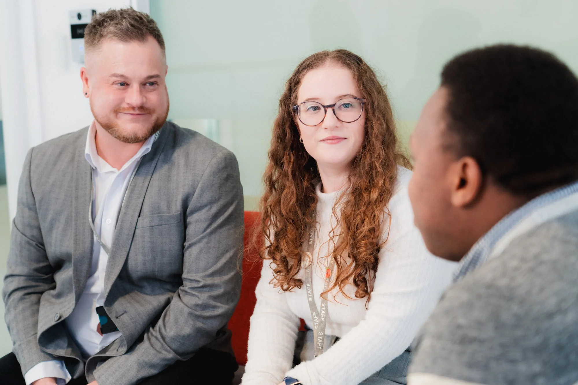 group of people sat talking