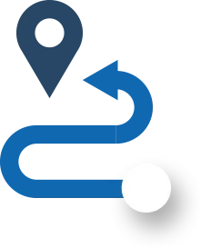 Route and location pin icon representing a pathway to a destination.