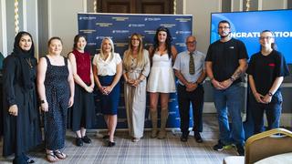 The Apprentice of the Year 2026 nominees stand in a line, with Total People Managing Director, Melanie Nicholson, in the middle.