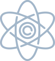 Icon with grey outline of an atom