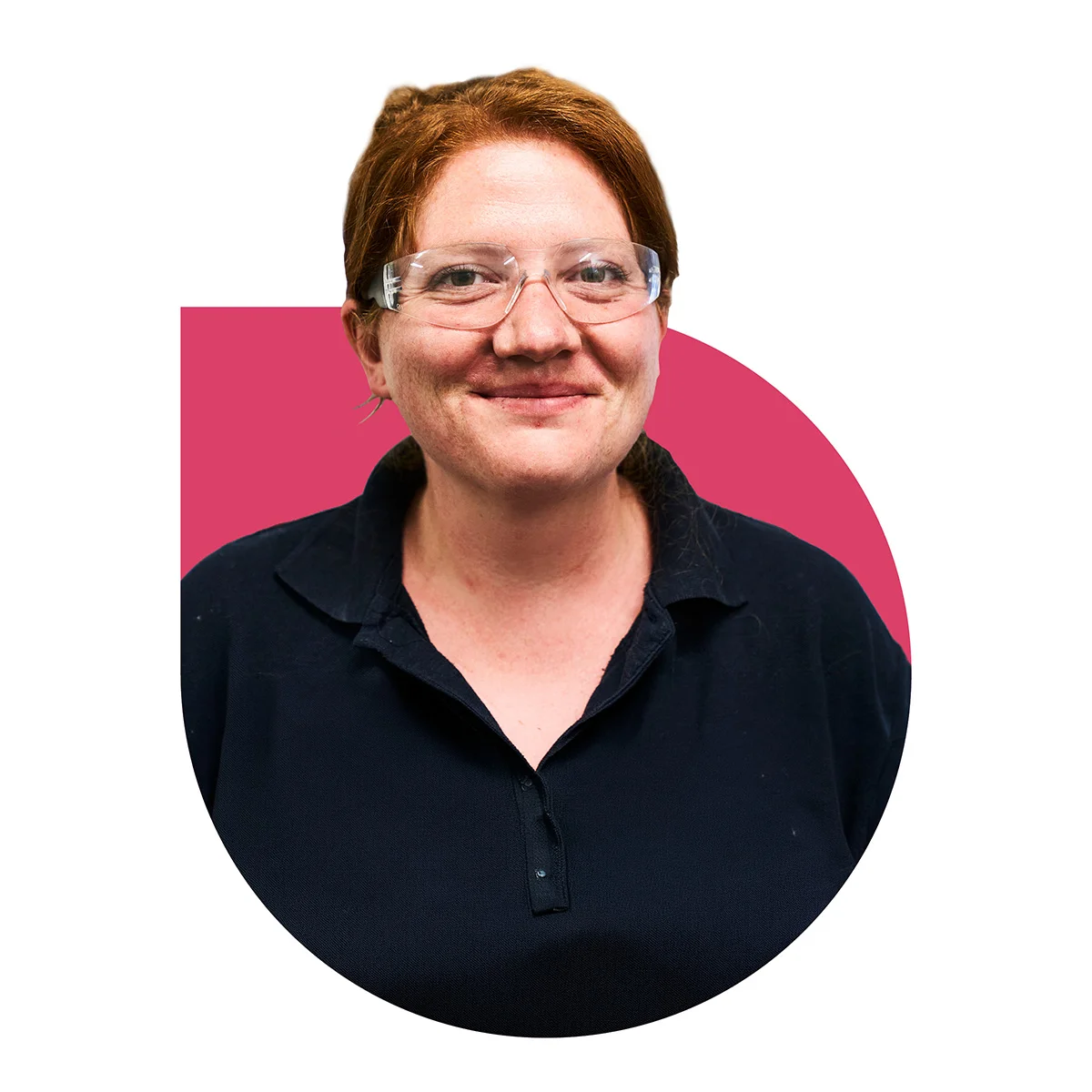 Portrait image of anengineering apprentice wearing safety glasses
