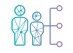 Graphic design of two human figure with geometric elements