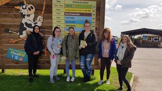 Students at a farm