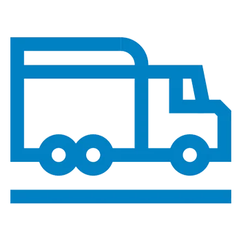 Icon with blue outline of a lorry