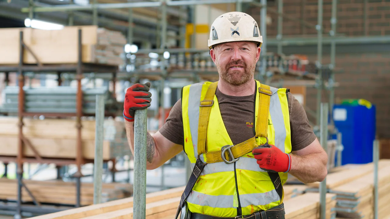 A scaffolder on a construction site