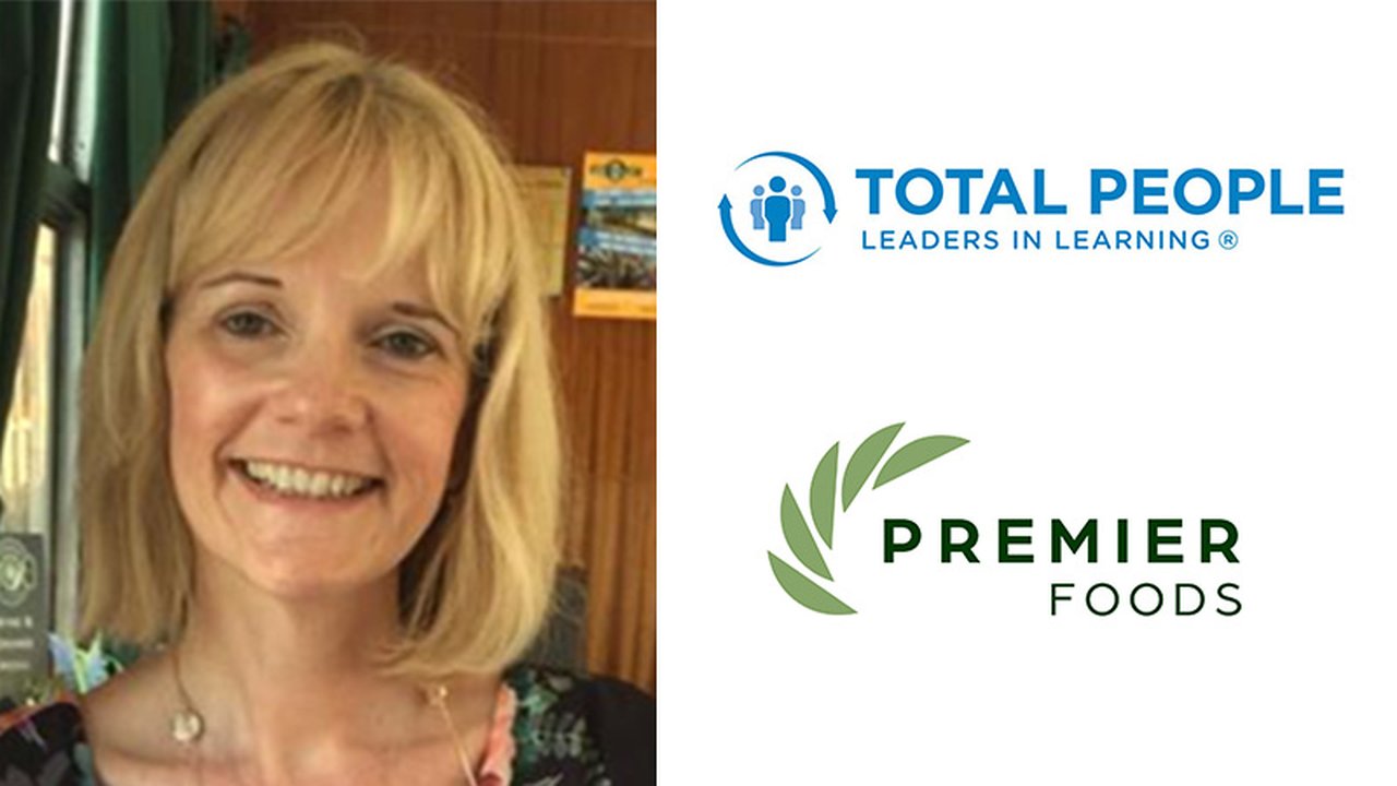 On the left is a profile image of Julie Harris. On the right are the Total People and Premier Foods logos.