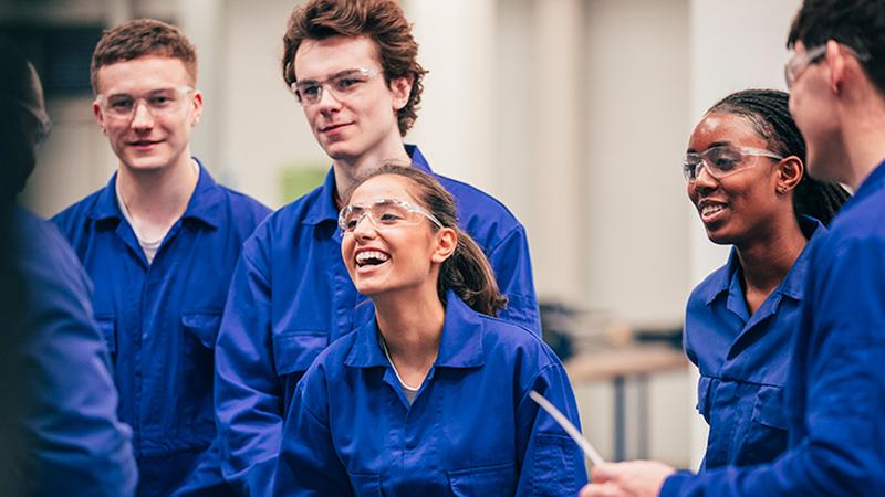 row of young engineer apprentices