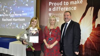 Rachel Harrison, Rising Star winner, Jane Evison, Key Account Manager at Total People, and Andy Begley, Shropshire Council Chief Executive.