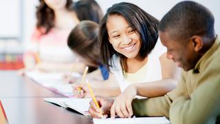 Two students working together