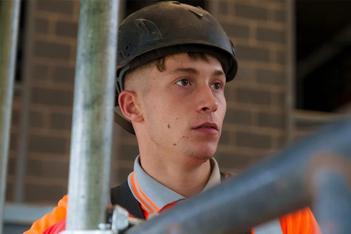 Close-up of a scaffolder apprentice