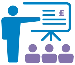 Icon of a person giving a presentation
