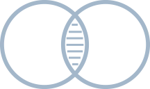 Icon with grey outline of two intersecting circles