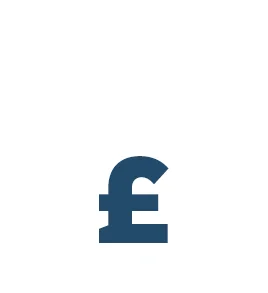 Money bag with pound sterling symbol on it and another pound sterling symbol to the right of the bag.